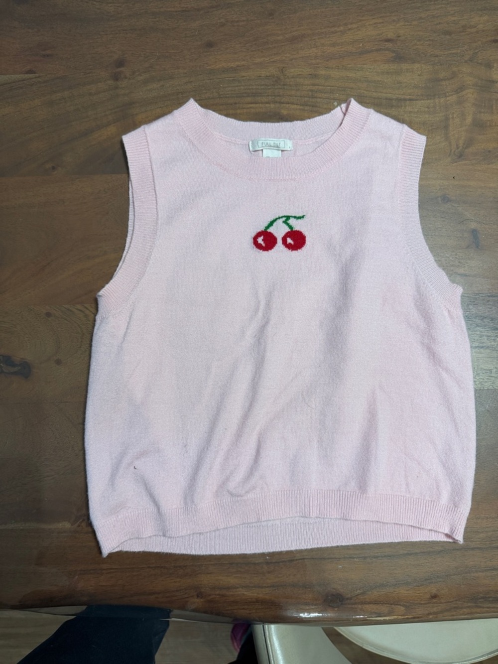 Full Tilt Pastel Pink Cherry Knit Vest